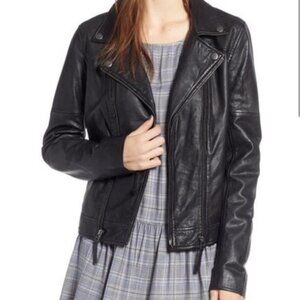 Treasure & Bond Nordstrom Soft Real Black Leather Moto Jacket XS